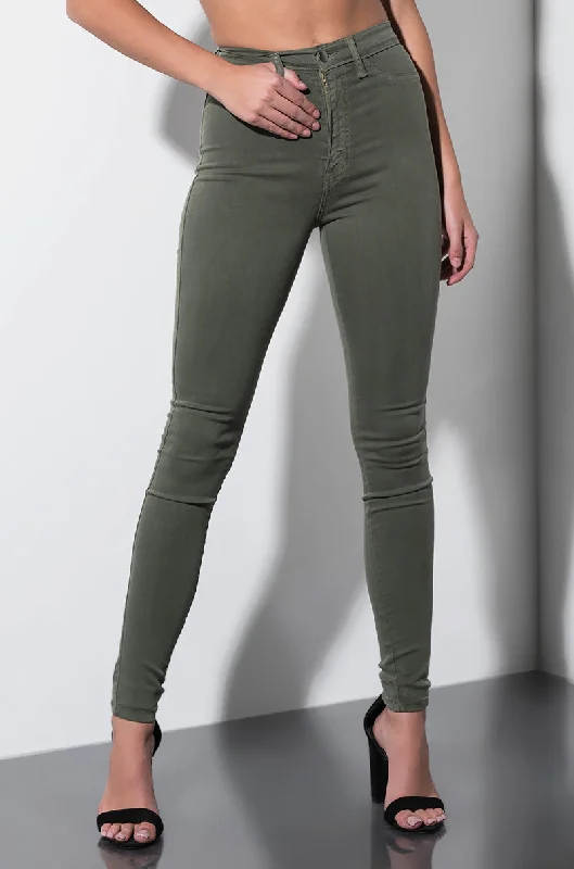 women's cropped pantsSEXY DENIM HIGH RISE DENIM OLIVE GREEN