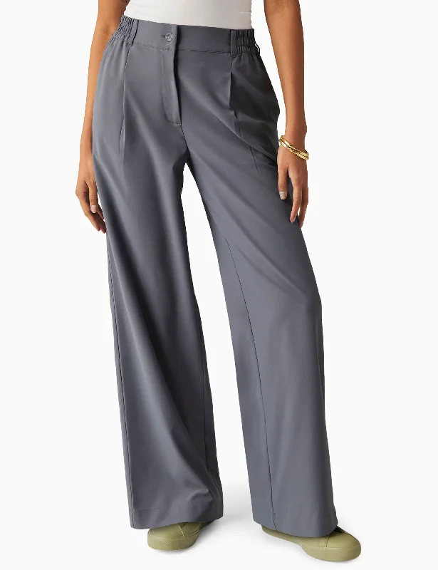 women's workout pantsStatus Wide Leg Trousers - Night Shadow