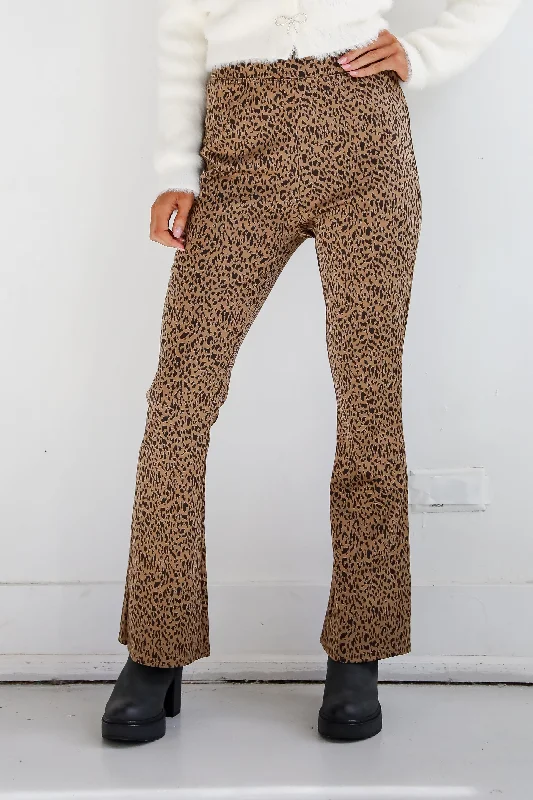 women's slim-fit pantsWild Vision Leopard Flare Pants - DOORBUSTER