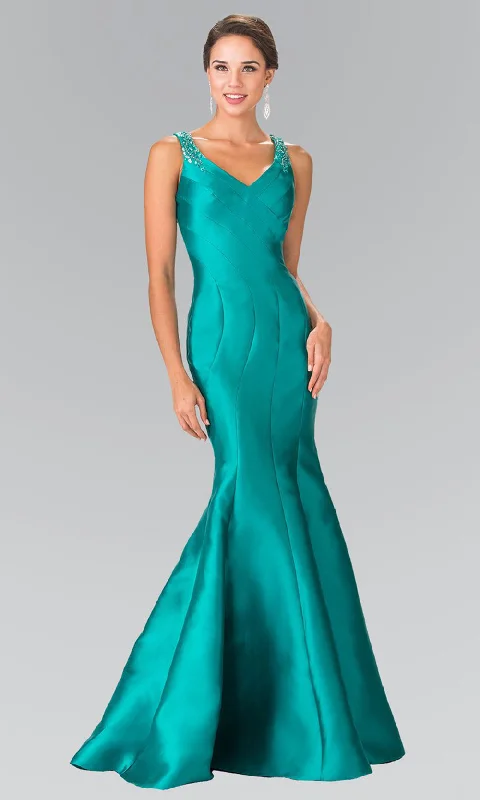 Formal Dress for Tennis TournamentsElizabeth K GL2212SC V Neck Mermaid Mikado Gown