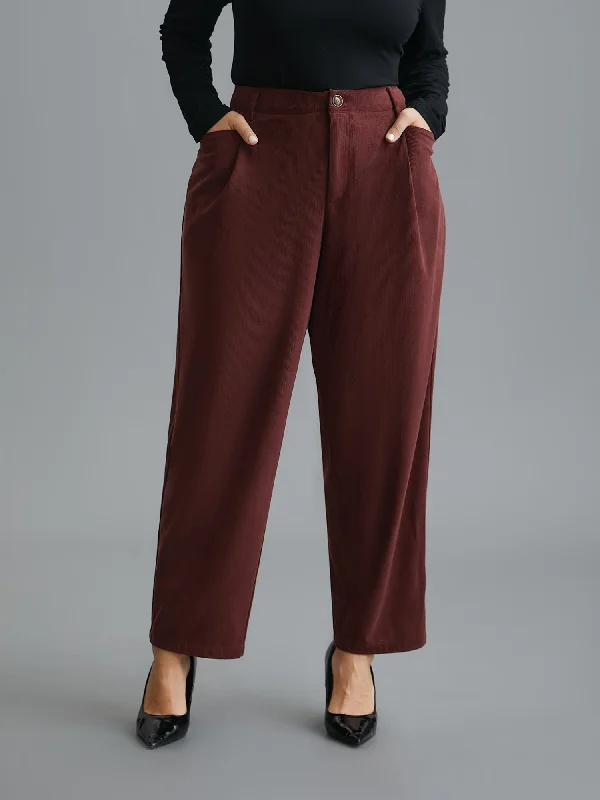 women's clubbing pantsStraight Leg Elastic Waist Corduroy Pants