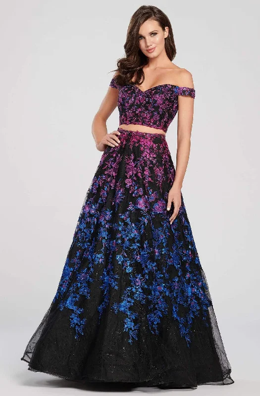 Formal Dress for Bat MitzvahsEllie Wilde - EW119057 Floral Lace Off Shoulder Long Gown