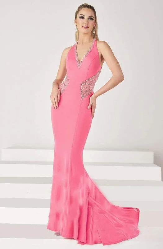 Formal Dress for Business EventsTiffany Designs - 16198SC Glitter Embellished V Neck Gown