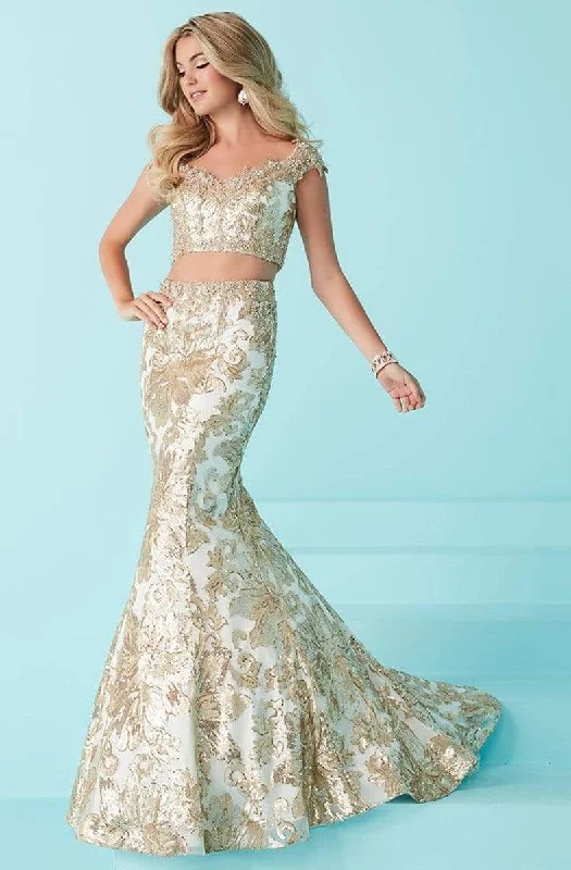 Formal Dress for Cocktail PartiesTiffany Designs - 16243SC Two Piece Brocade Mermaid Gown