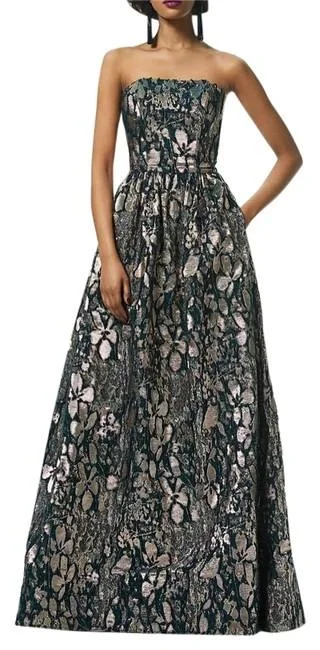 Formal Dress for Winter WeddingsTheia - 883025SC Straight Across Floral Pattern A-Line Gown