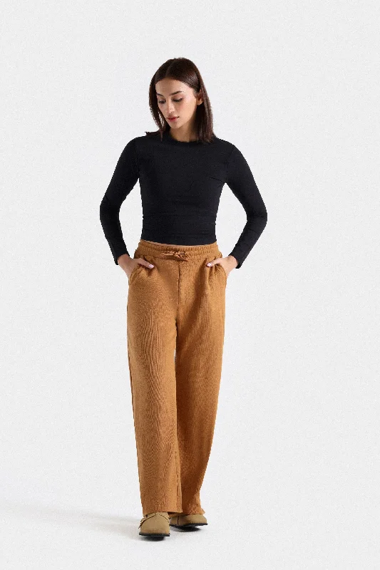 women's bell-bottom pantsWide Leg Trousers In Brushed Fabric