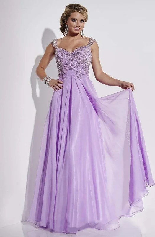 Formal Dress for Beach WeddingsStudio 17 - 12551SC Cap Sleeves Sheer Back A-Line Gown