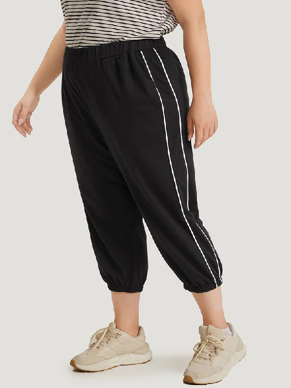 women's striped pantsTwo Tone Seam Detail Pocket Sweatpants