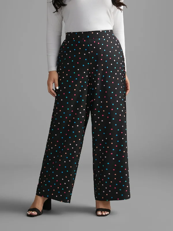 women's trendy pantsColored Polka Dot Wide Leg Pants