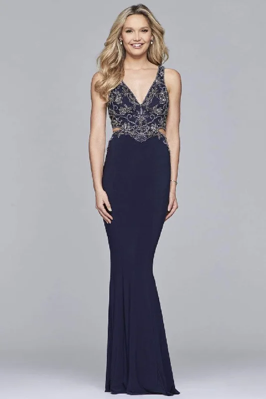 Formal Dress for Runway ShowsFaviana - 10108SC Embellished Sleeveless Cutouts Sheath Gown