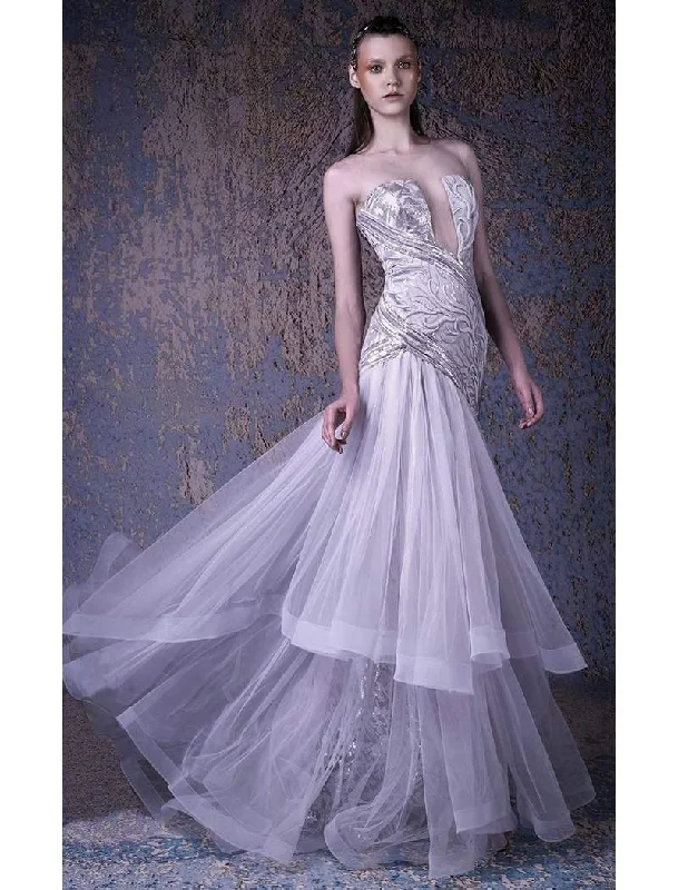 Formal Dress for Eco-Friendly ThemesMNM COUTURE - G1026 Strapless Tulle and Embroidered Gown