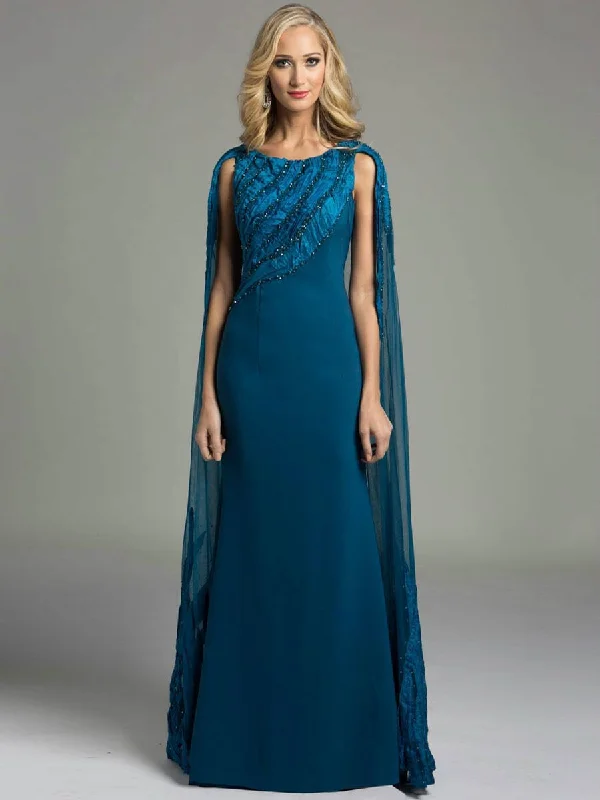 Formal Dress for Church WeddingsLara Dresses - 32970 Bateau Sheer Cape Trumpet Gown