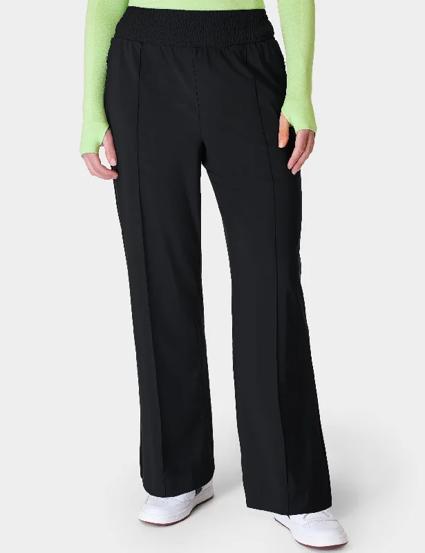 women's sustainable pantsExplorer Wide Leg Track Trousers - Black