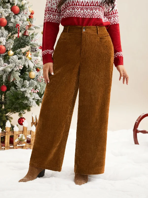 women's elegant pantsMid Rise Button Up Straight Leg Pants