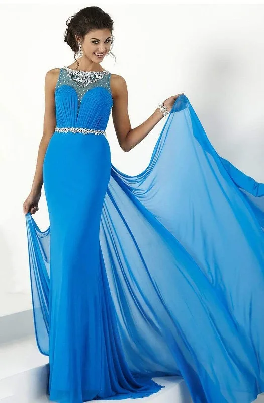 Formal Dress for Indoor WeddingsTiffany Designs - 16158SC Sleeveless Sheer Drape Long Gown