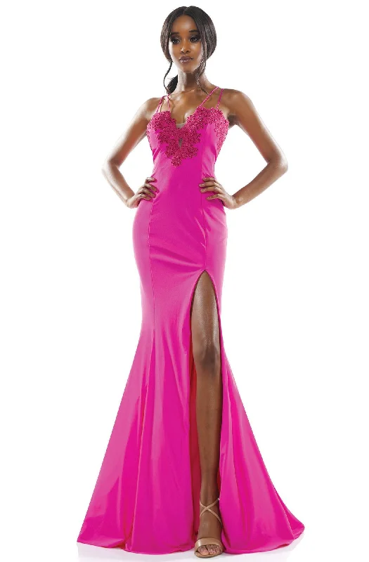 Formal Dress for GraduationsColors Dress - Strappy Trumpet Gown with Slit 2302S