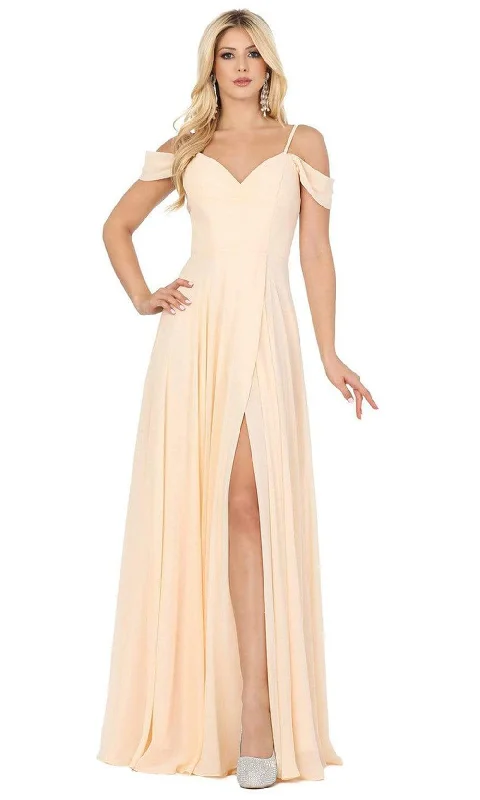 Formal Dress for Black Tie EventsDancing Queen - 2961SC Cut-in Cold Shoulders High Slit Gown