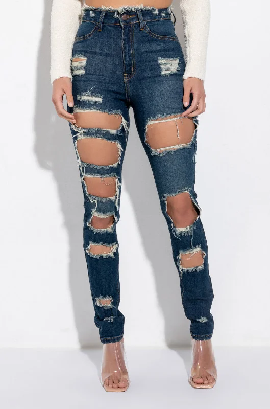 women's relaxed-fit pantsSEXY DENIM HIGH RISE DENIM DARK BLUE DENIM