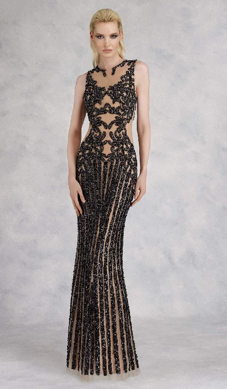 Formal Dress for Science AwardsJanique - 17007SC Sleeveless Sequined Sheath Gown In Black