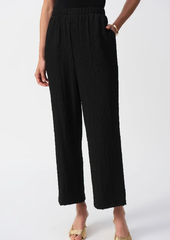 women's yoga pantsJoseph Ribkoff - Seersucker Wide Leg Pull-On Pant