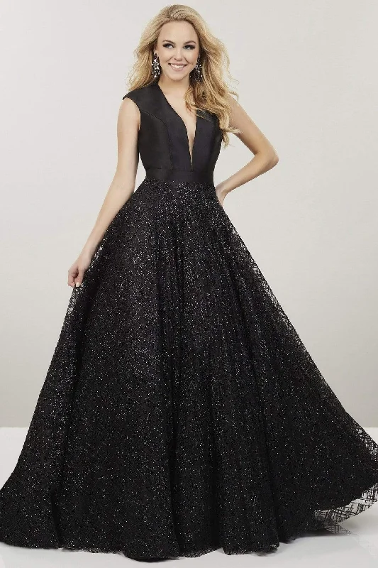 Formal Dress for Large WeddingsPanoply - 14911SC Glitter Designed Mikado Plunging Gown