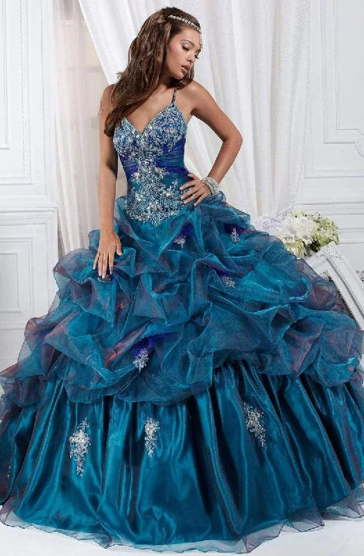 Formal Dress for Indoor WeddingsTiffany Designs - 56230SC V-Neck Bead Embellished Ballgown