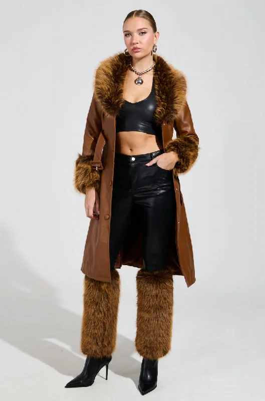 women's cashmere pantsSIREN FUR TRIM FAUX LEATHER PANTS