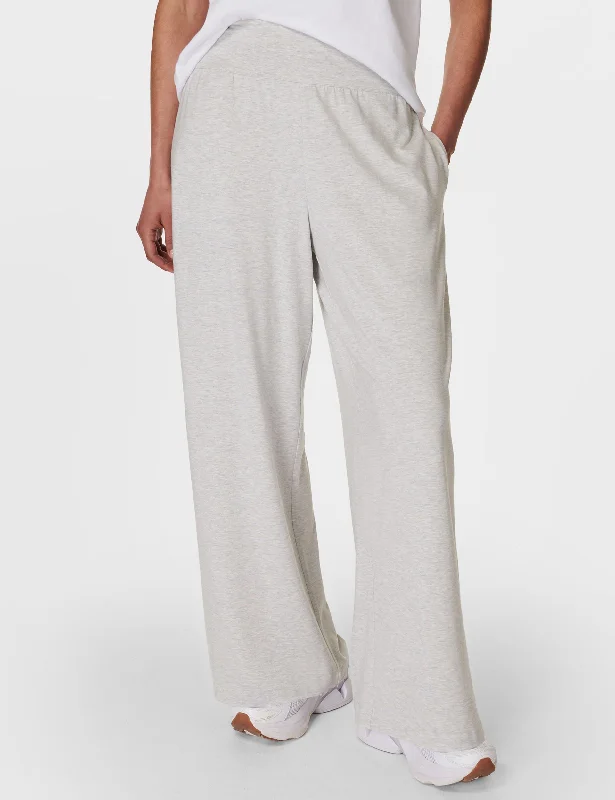 women's plus-size pantsModal Wide Leg Trousers - Light Grey Marl