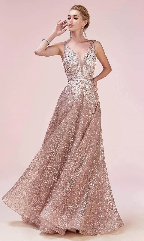 Women's Formal Dress OptionsAndrea and Leo - A0568 Glittered V-Neck Formal Dress