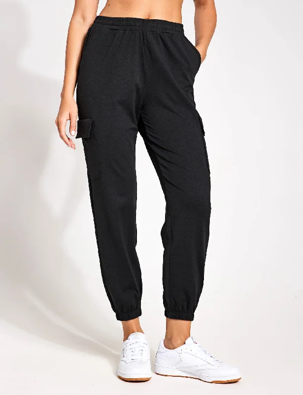 women's spandex pantsBoyfriend Cargo Jogger - Black Heather