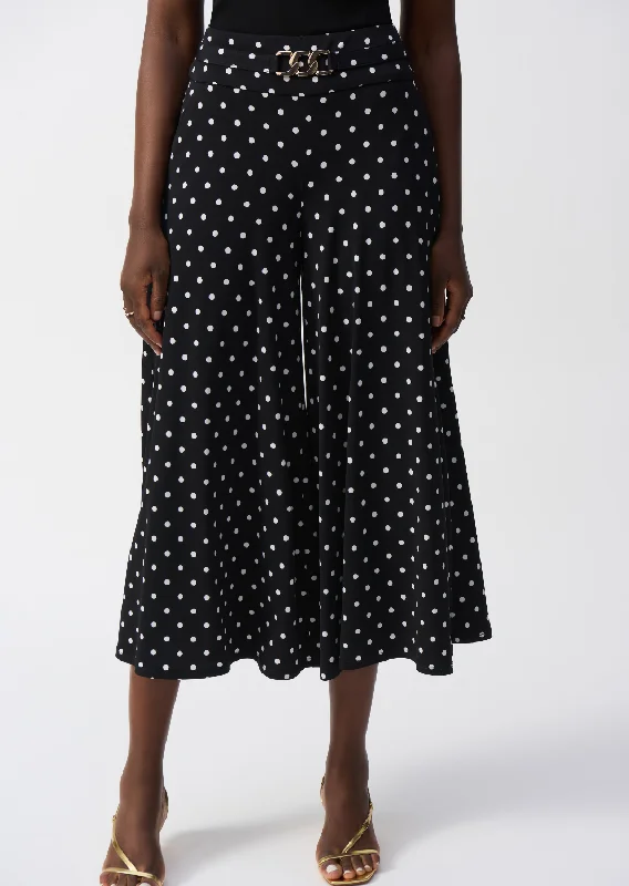 women's leggingsJoseph Ribkoff - Silky Knit Dot Print Pull-On Culotte Pants