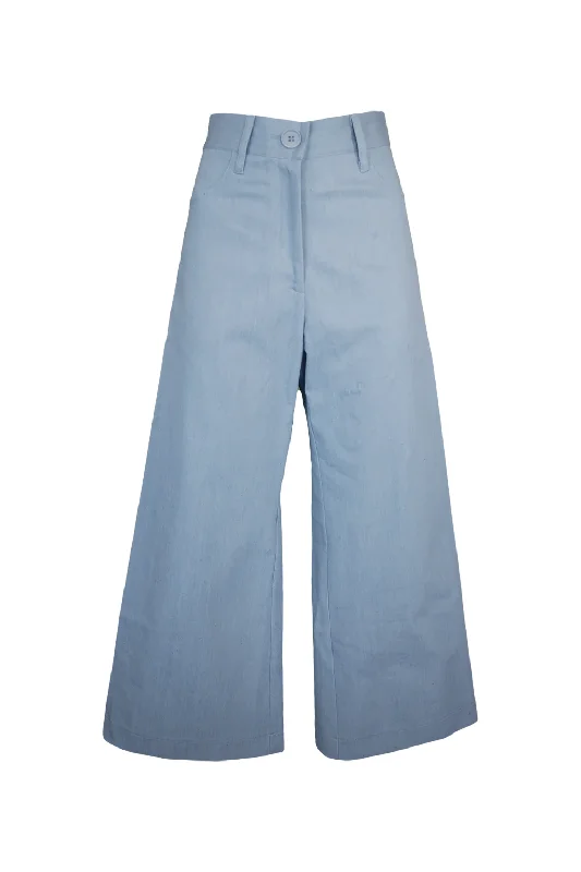 women's breathable pantsWide Leg Crop Pants in Blue