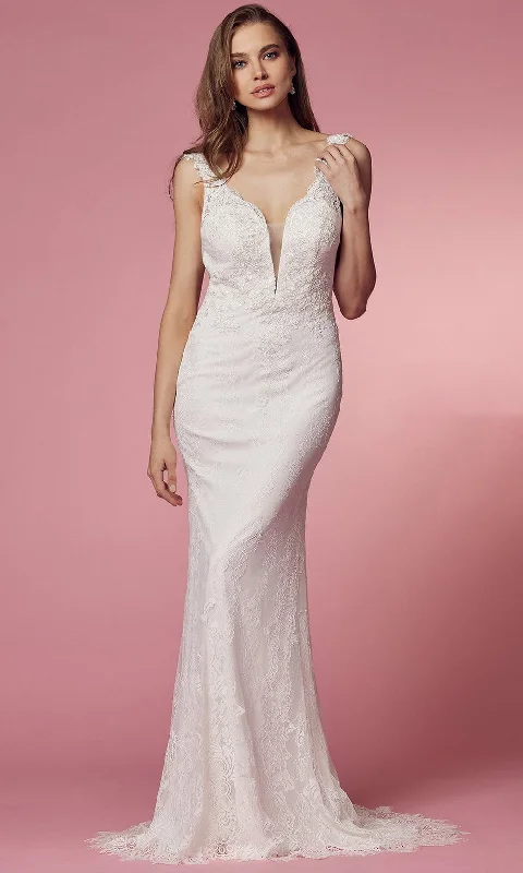 Formal Dress for Formal Day EventsNox Anabel Bridal - JS923 Sleeveless Lace Sheath Bridal Gown