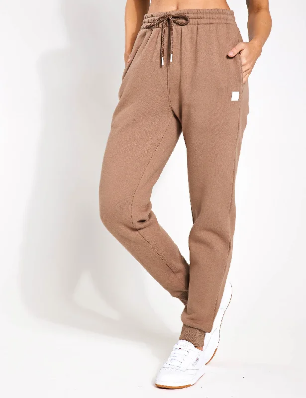 women's lace-up pantsMillie Slim Fleece Track Pant - Taupe