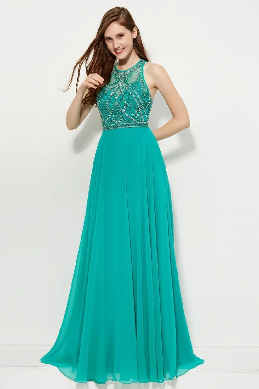 Formal Dress for Urban ThemesAngela & Alison - Sleeveless Beaded Geometric Racerback Gown 81027SC