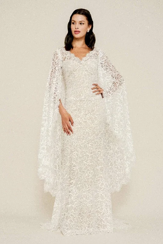 Formal Dress Trends 2023Tadashi Shoji - BGG19111LBR V-Neck Scalloped Lace Bridal Gown