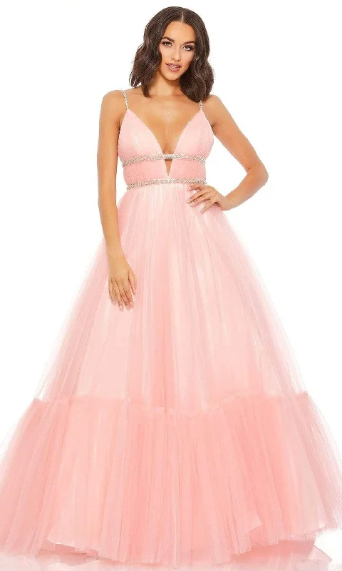 Formal Dress for Outdoor WeddingsMac Duggal - 67557 Plunging Neck Straight Aline Tulle Gown