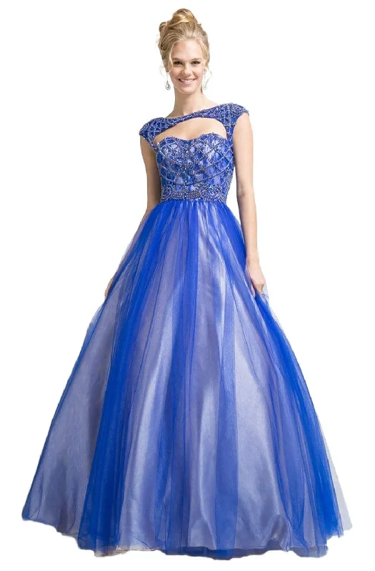 Formal Dress for Winter WeddingsCinderella Divine - S5239 Cutout Neckline Ballgown