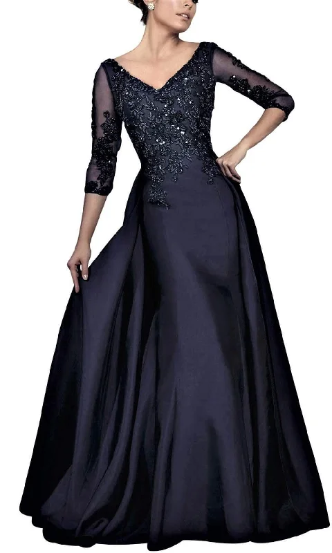 Formal Dress for Museum GalasJanique - JA3009SC Lace Quarter Sleeves Overskirt Gown