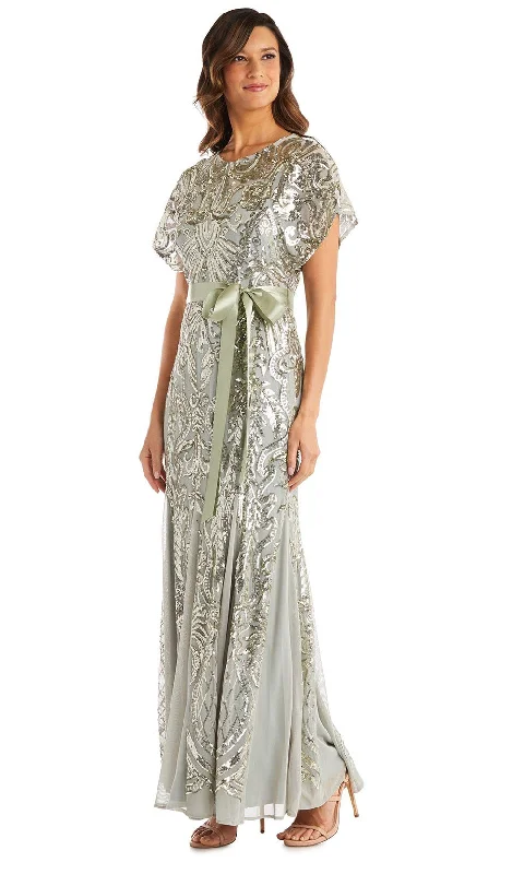 Formal Dress for Vintage Car ShowsR&M Richards - 7141SC Modest Sequin Embellished Formal Dress