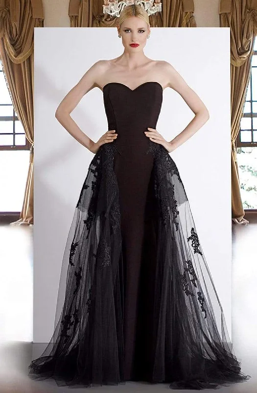 Formal Dress for Oscar NightsJanique - W2188SC Sweetheart Embroidered Lace Overskirt Gown