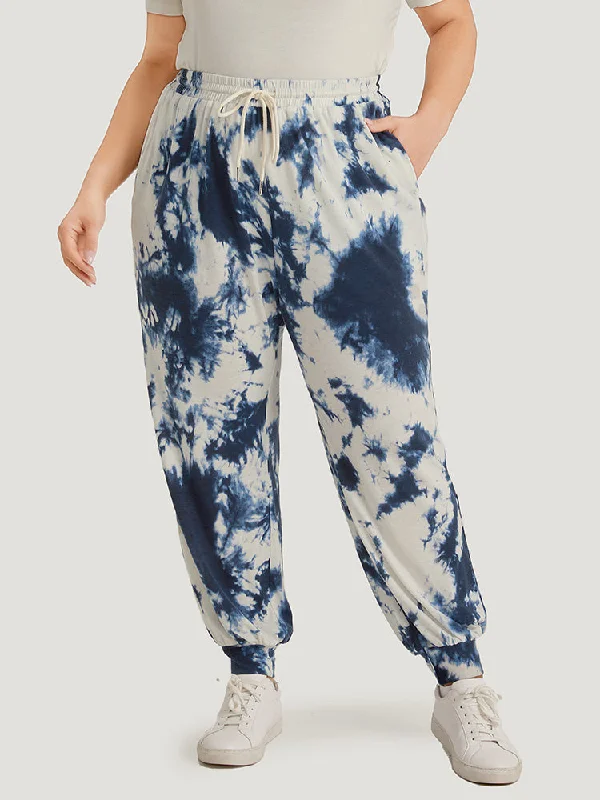 women's fall pantsTie Dye Pocket Drawstring Carrot Sweatpants