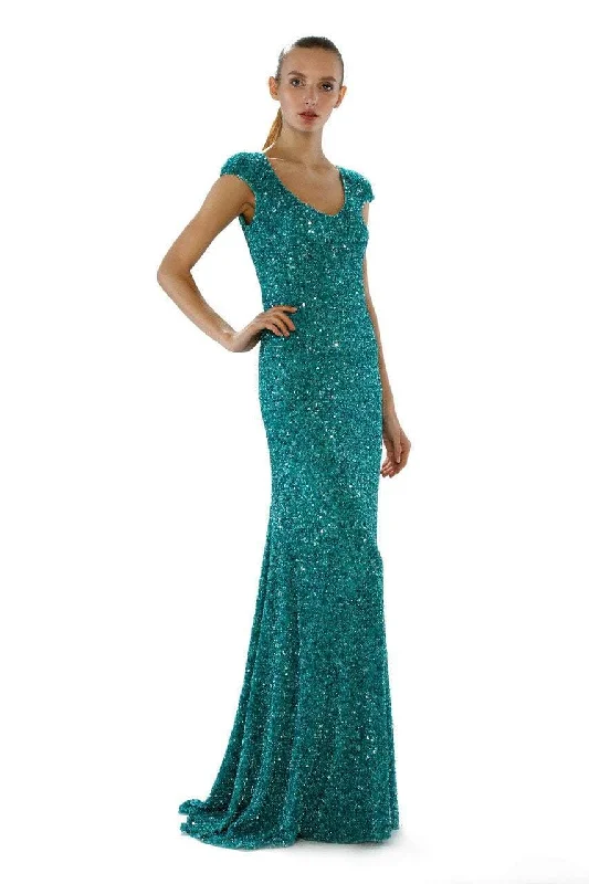 Formal Dress for Formal DinnersTheia - 882361SC Scoop Shimmering Sequined Sheath Gown