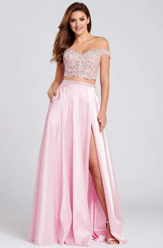 Formal Dress for Grammy AwardsEllie Wilde - EW120134 Embroidered Crop Top High Slit Gown