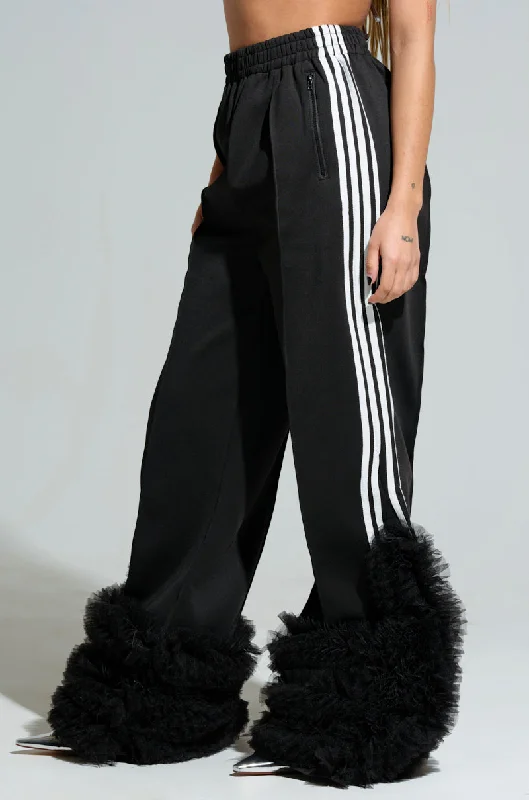 women's high-waisted pantsMODERN JAM TRACK PANT WITH TULLE IN BLACK