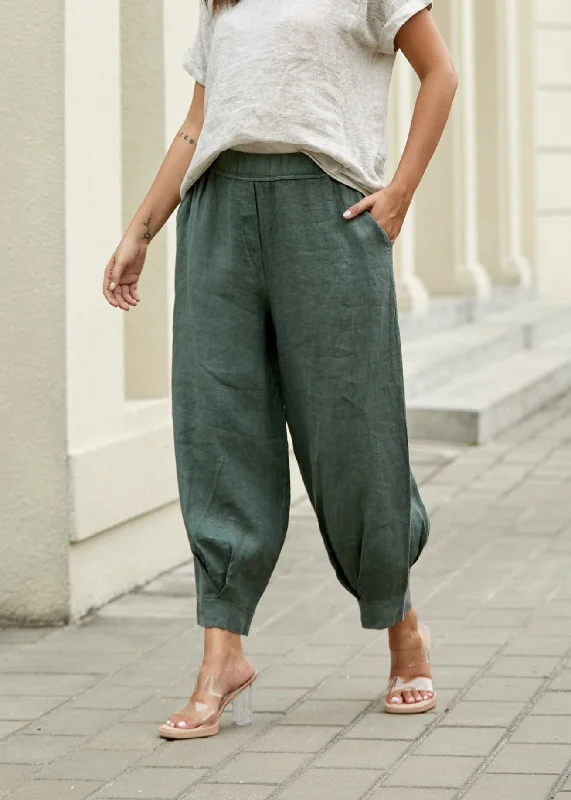 women's luxury pantsOrange - Elettra's Tapered Linen Pant