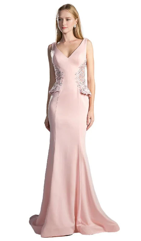 Formal Dress for Black-Tie Optional EventsCinderella Divine - V Neck Peplum Crepe Gown