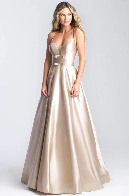 Formal Dress Trends 2023Madison James - 20-392SC Bow Detailed Metallic V Neck Gown