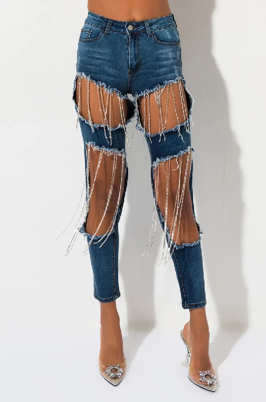 women's solid-color pantsSEXY DENIM HIGH RISE DENIM