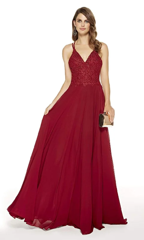 Formal Dress for Polo MatchesAlyce Paris - 60639SC V-Neck Strappy Back Flowy A-Line Gown